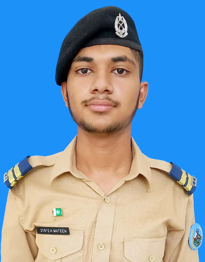 Abdul Mateen, Roll No 109722, Kit No 21912 – 1042 marks (94.73%) A+ grade in Class 10th Board Exam 2023, Cadet College Fateh Jang