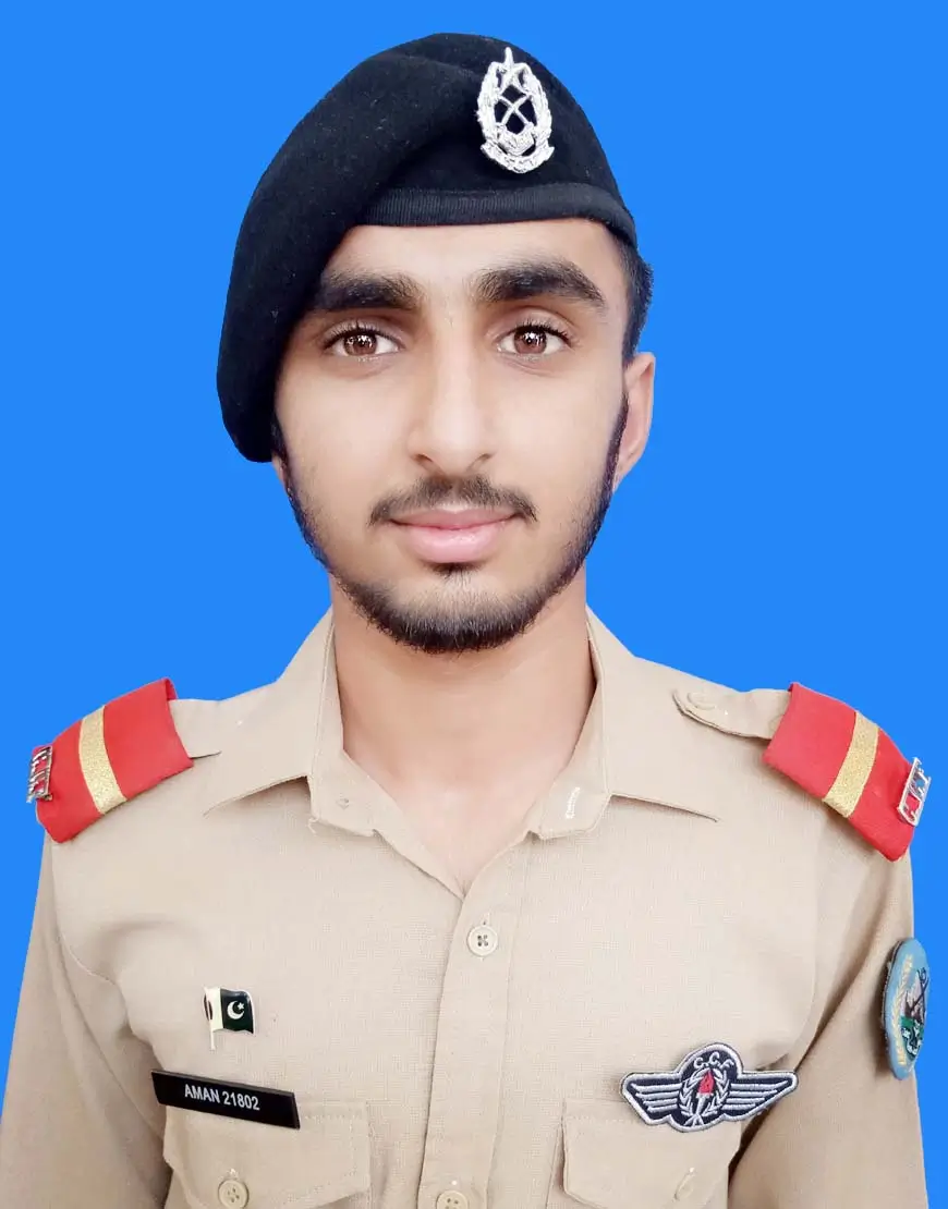 Aman Siddiqui, Roll No 104348, Kit No 21802 – 1099 marks (92%) A+ grade in Class 10th Board Exam 2024, Cadet College Fateh Jang